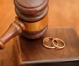 Judge Gavel with 2 wedding rings