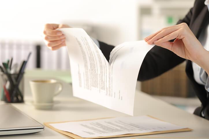 Contract being ripped up