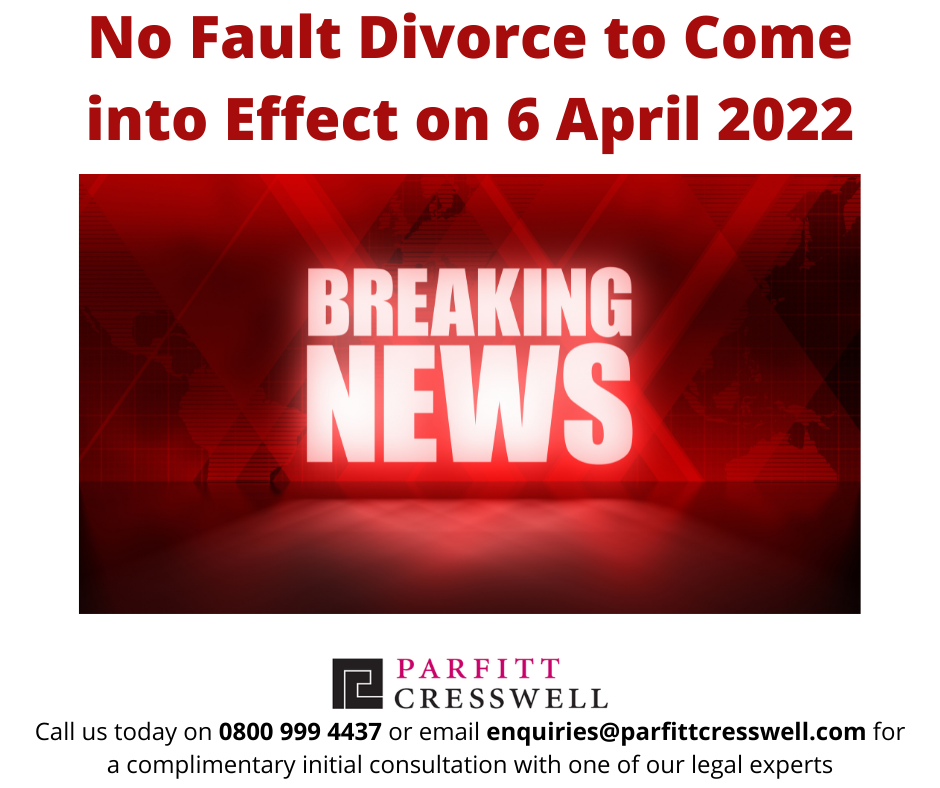 No Fault Divorce to Come into Effect on 6th April 2021